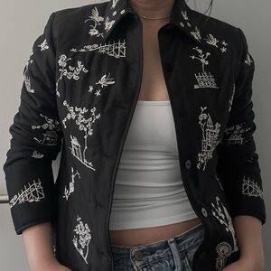sick padded embroidered silk smoking jacket